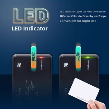 ICID prieigos kontrolėi skirtas kortelių skaitytuvas, dviejų dažnių, USB be vairuotojo, kortų išdavimų modulis (Jutiklio atstumas 1–5; Skaitymo laikas 0.5; Saugojimo talpa 1024)