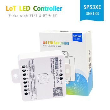 SP530E IoT LED valdiklis su dviejų režimų pagrindine mikroschema (Model SP530E, Prekė HELIGHT, Įtampa DC5-24V, Valdymo metodas Bluetooth programėlė ir nuotolinis valdymas, Valdymo diapazonas 10-20 m)