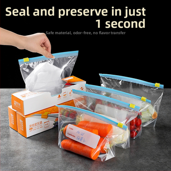 Taška na vakuové uzatváranie pre potraviny do mrazničky, PE materiál, hrubšia, samo-uzatvárateľná, vhodné pre skladovanie v mrazničke, -60°C až 100°C, balenie 15/20/25 ks