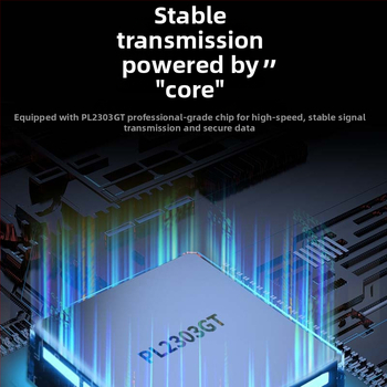 Lite USB–RS232 serijinį kabelį ZE394C, PL2303 čipas, USB‑Serial sąsaja, greitis 300bps–921600bps, vyrinis kištukas