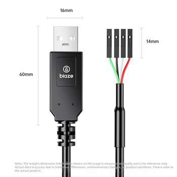 Biaz USB-TTL seeria kaabel PL2303 kiibistikuga, mudel Hx131-1m, ilma CH340