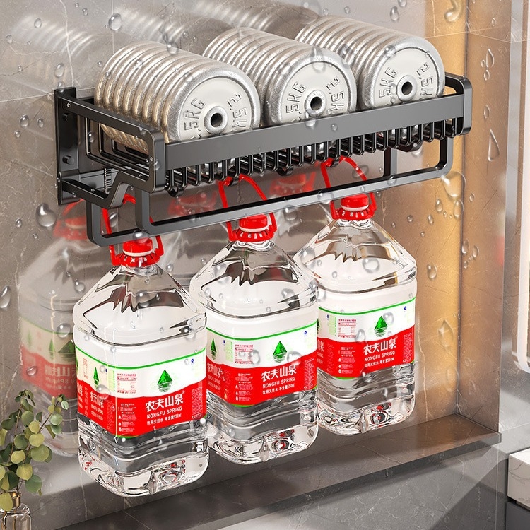 Suport pentru prosoape din aluminiu spațial – montaj fără găuri, set pentru baie, etajeră de depozitare