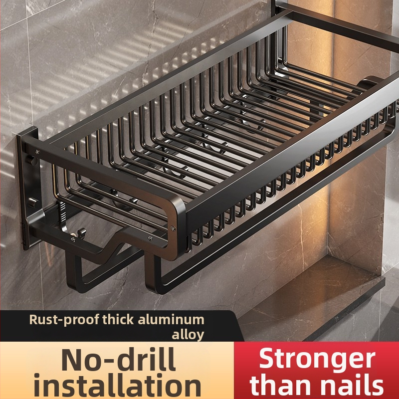 Kosminio aliuminio rankšluosčių laikiklis – be gręžimo, vonios komplektas, saugojimo lentyna