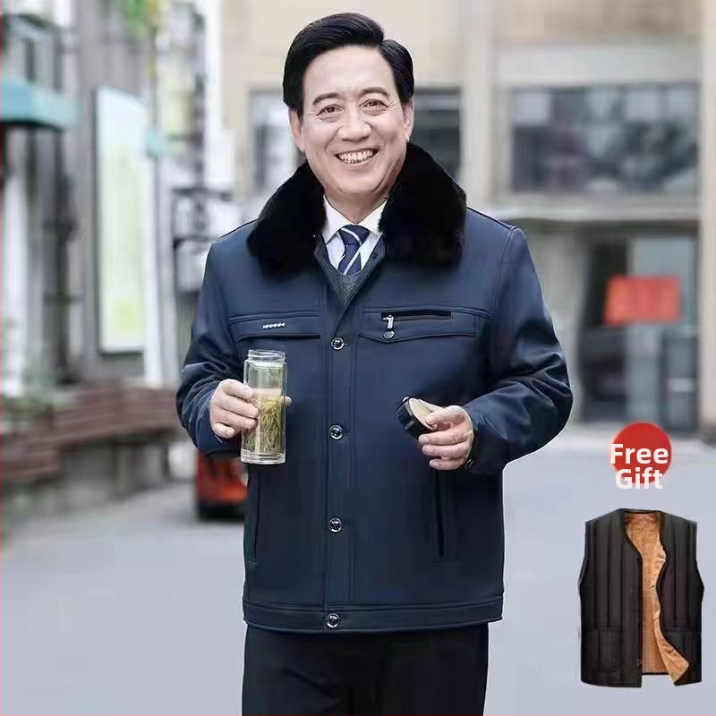 Muška zimska jakna s flis podstavom, debeli nadiste, zatvaranje na zip, rever ovratnik