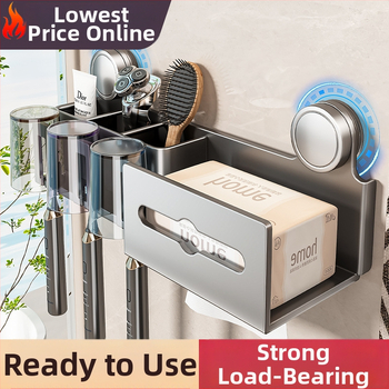 Šepetėlių laikiklis ir burnos skalavimo puodelio laikymo rėmas, sieninis montavimas, dviejų dalių komplektas (Prekės ženklas Baihan, Medžiaga Space Aluminum, Danga: Purškiamas plastikas, Stilius: Moderni paprastumas)