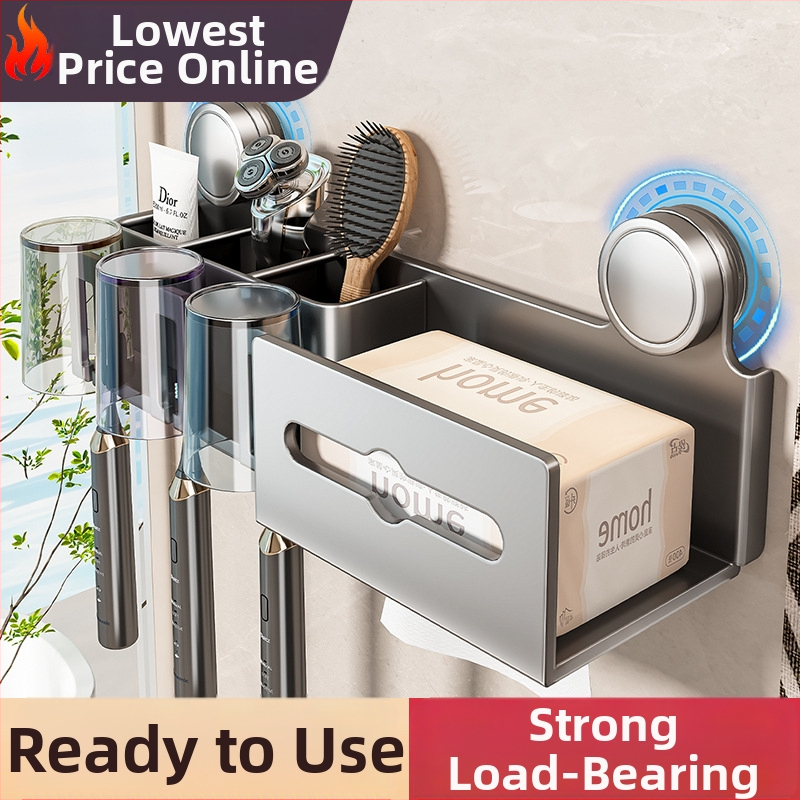 Šepetėlių laikiklis ir burnos skalavimo puodelio laikymo rėmas, sieninis montavimas, dviejų dalių komplektas (Prekės ženklas Baihan, Medžiaga Space Aluminum, Danga: Purškiamas plastikas, Stilius: Moderni paprastumas)