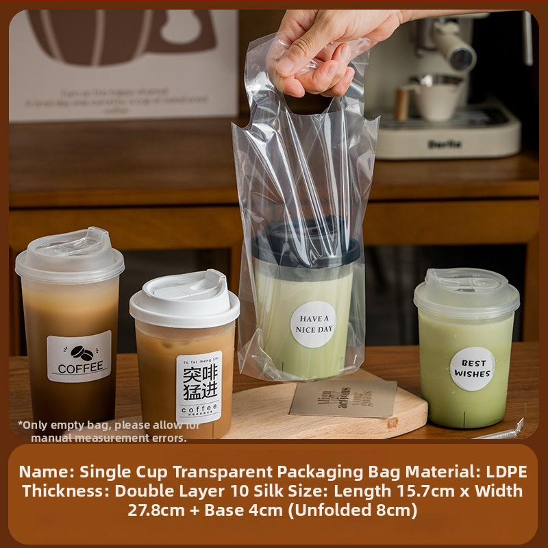 Vienkartinė gėrimų išsinešimui pakuotė, skirta vienam arba dviem puodeliams, skaidri, poliesterio medžiaga, pakuotė 50 vnt. kiekvienam puodelio tipui, tinkama pieno arbatai, kavai, citrinų arbatai ir vaisių arbatai