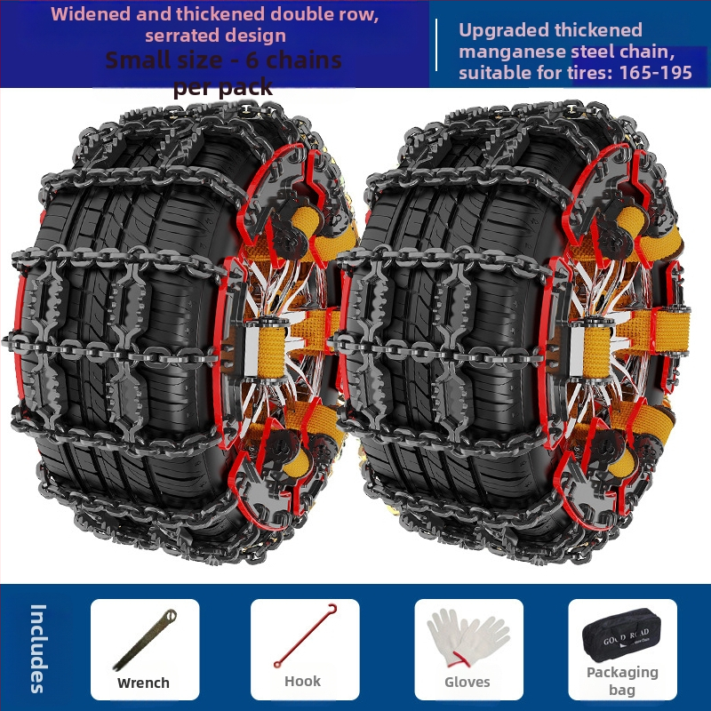 Talverehvide libisemisvastane kett zig-zag mustriga auto-, maastiku- ja mikroautodele; sobib rehvi suurustele 165–265