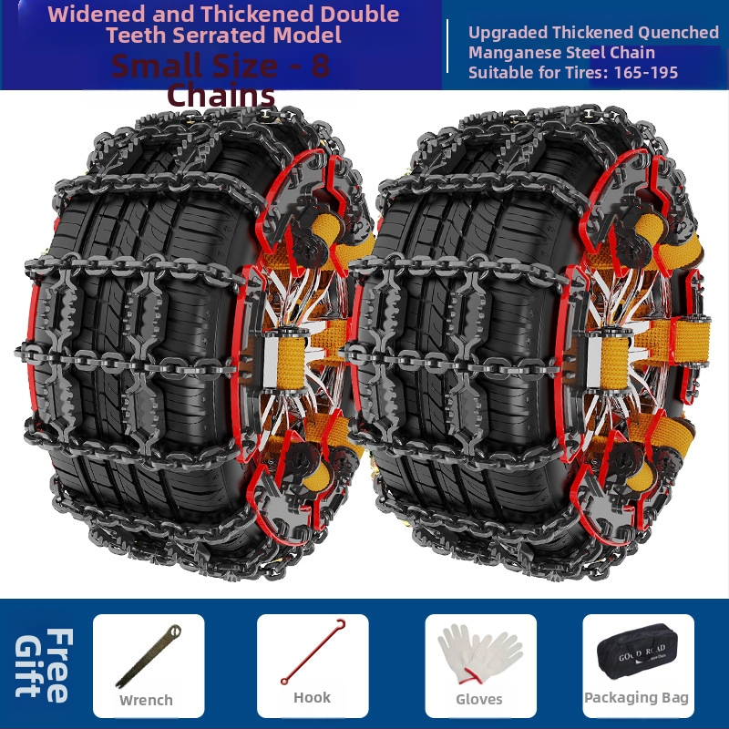 Talverehvide libisemisvastane kett zig-zag mustriga auto-, maastiku- ja mikroautodele; sobib rehvi suurustele 165–265
