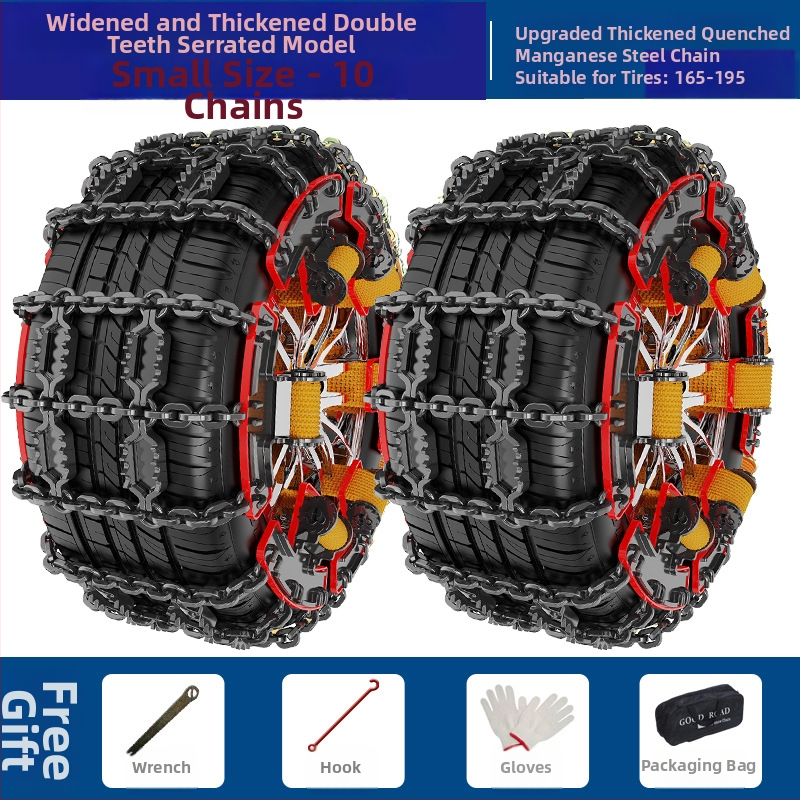 Talverehvide libisemisvastane kett zig-zag mustriga auto-, maastiku- ja mikroautodele; sobib rehvi suurustele 165–265