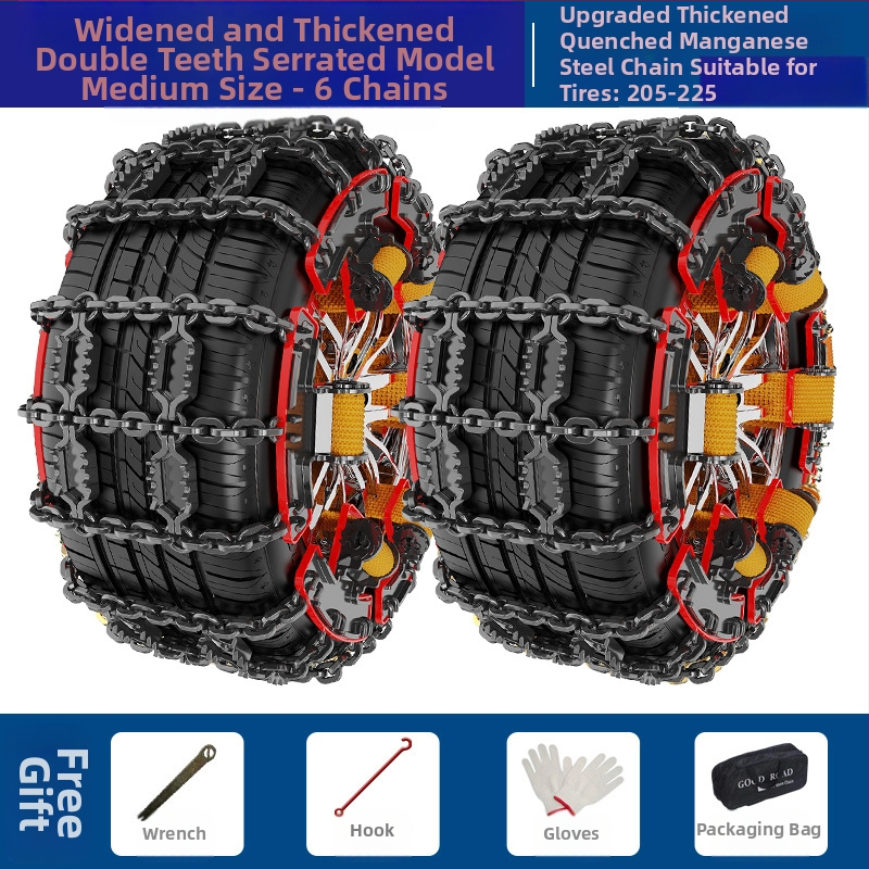 Talverehvide libisemisvastane kett zig-zag mustriga auto-, maastiku- ja mikroautodele; sobib rehvi suurustele 165–265