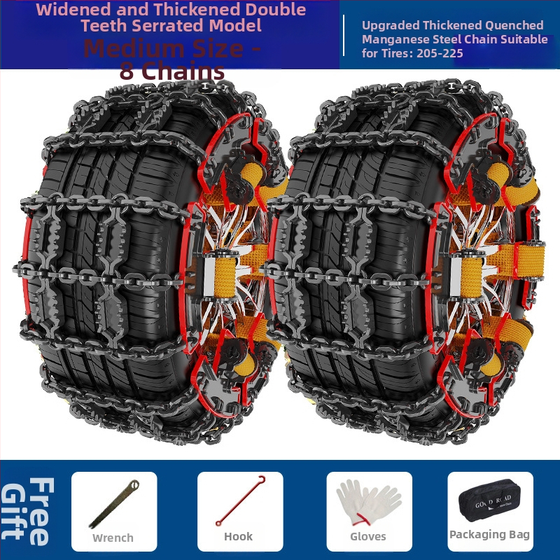 Talverehvide libisemisvastane kett zig-zag mustriga auto-, maastiku- ja mikroautodele; sobib rehvi suurustele 165–265