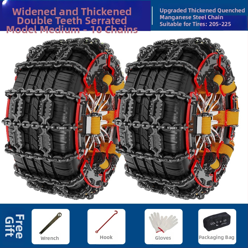 Talverehvide libisemisvastane kett zig-zag mustriga auto-, maastiku- ja mikroautodele; sobib rehvi suurustele 165–265