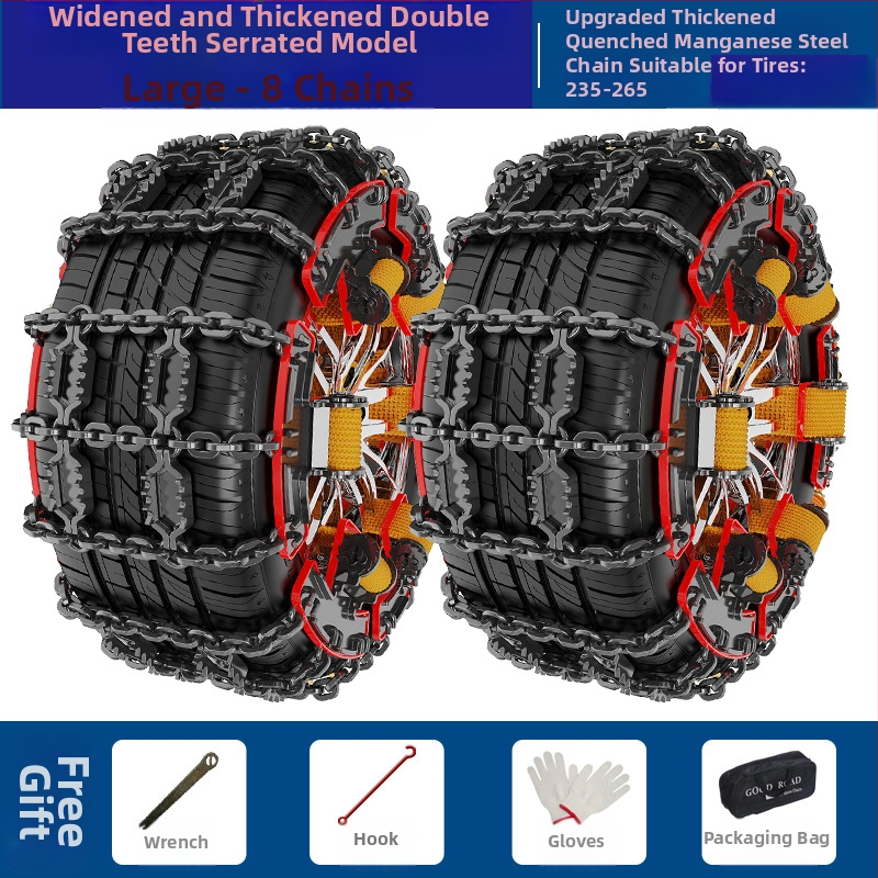 Talverehvide libisemisvastane kett zig-zag mustriga auto-, maastiku- ja mikroautodele; sobib rehvi suurustele 165–265