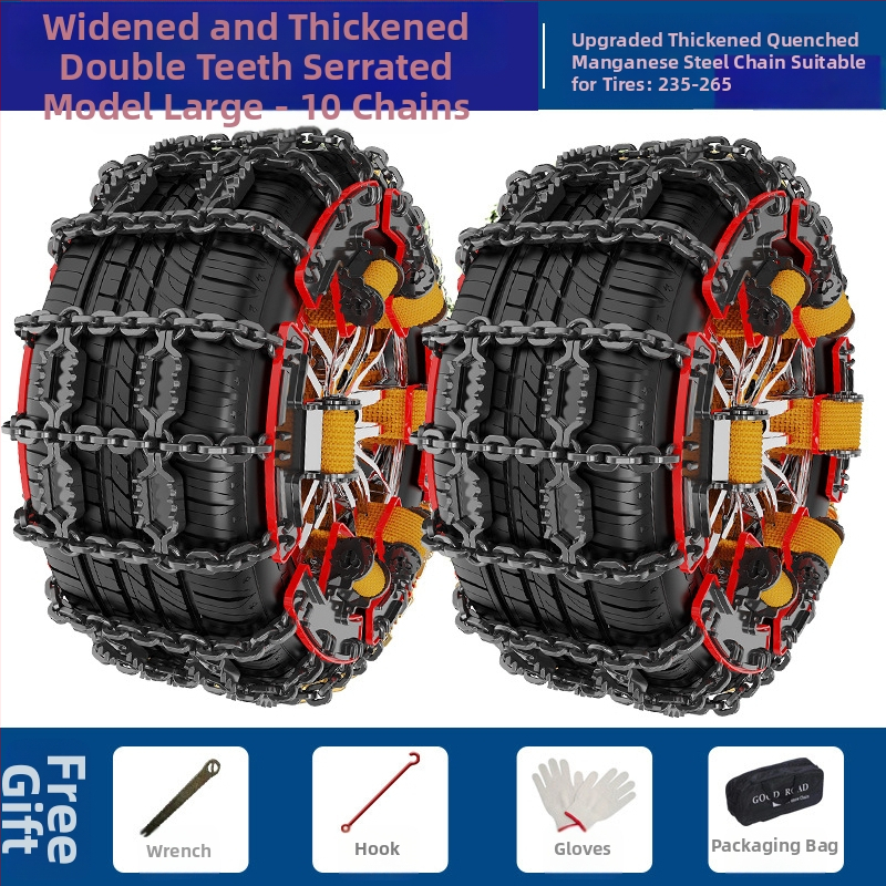 Talverehvide libisemisvastane kett zig-zag mustriga auto-, maastiku- ja mikroautodele; sobib rehvi suurustele 165–265