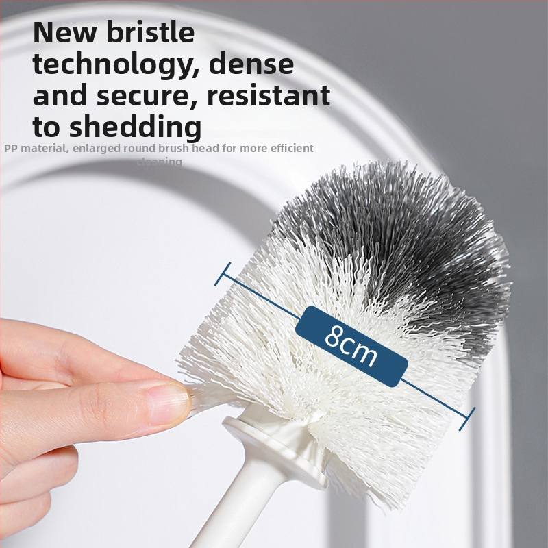 WC-pintsel pehmete harjastega, ümmarguse peaga, seinale kinnitatav pritsmekaitsega disain, pikk käepide, alus kaasas, plastikust