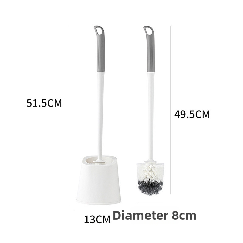 Toaletės šepetėlis su minkštomis šerelėmis, apvali galva, sieninis laikiklis su apsauga nuo purslų, ilgą kotą, su pagrindu, iš plastiko