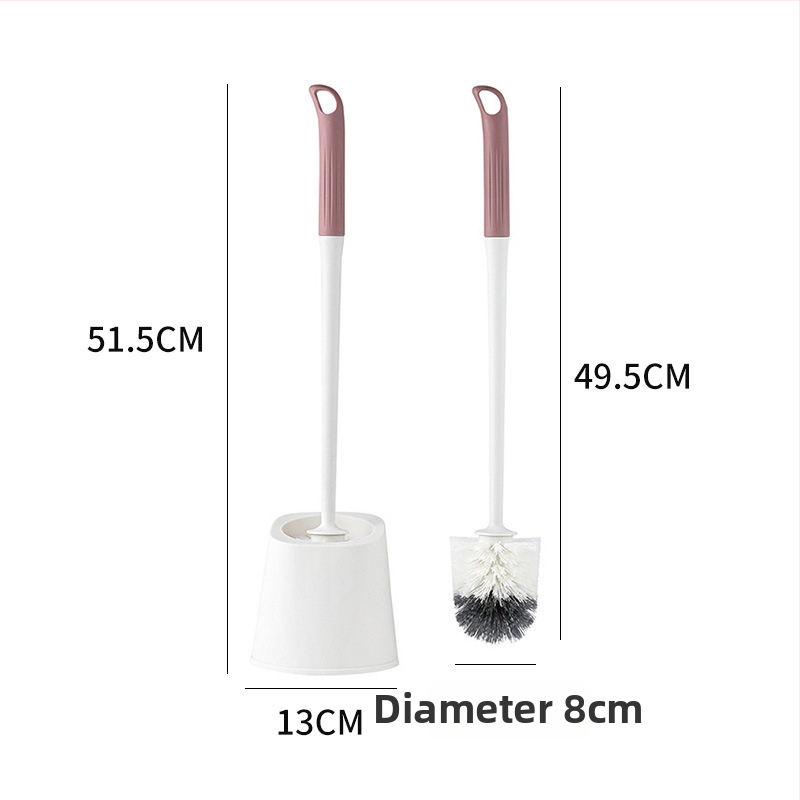 Toaletės šepetėlis su minkštomis šerelėmis, apvali galva, sieninis laikiklis su apsauga nuo purslų, ilgą kotą, su pagrindu, iš plastiko