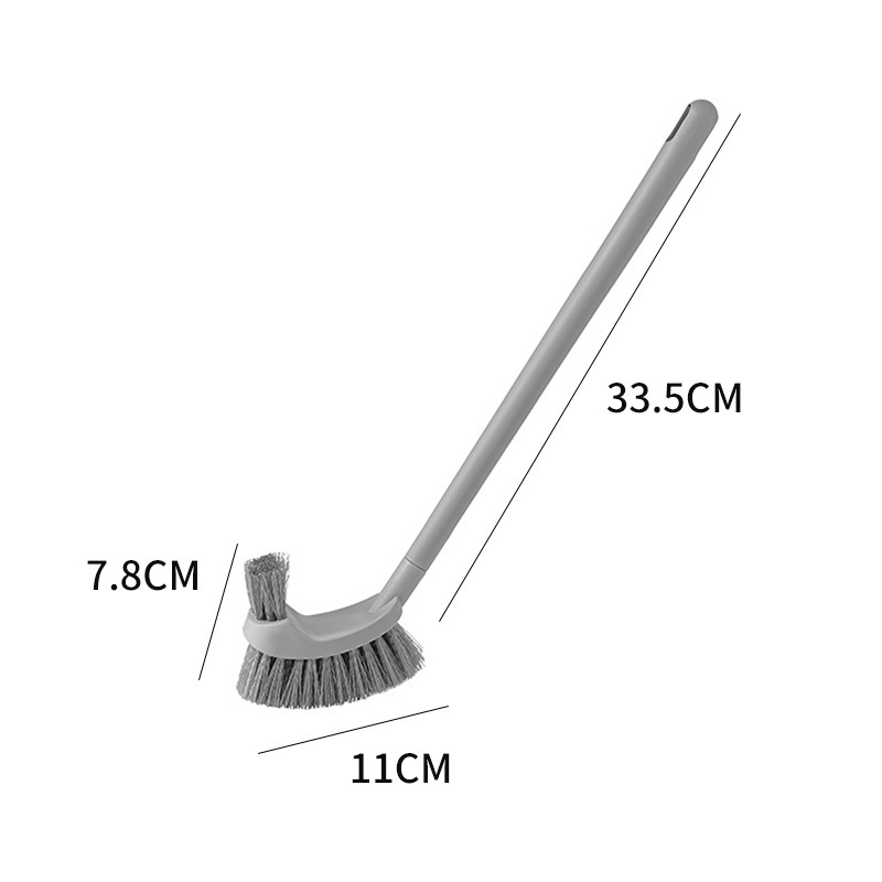 Тоалетна четка с меки четинки и кръгла глава, стенна защита срещу пръски, дълга дръжка, с основа, пластмасова конструкция