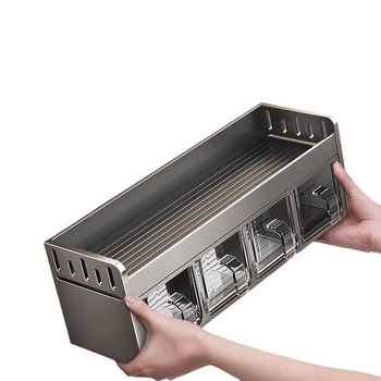 Stalak za začinske bilje, aluminij, zidni, bez bušenja, višenamjenski kuhinjski organizator