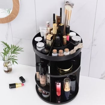 Raft cosmetic rotativ, 3 etaje, organizator de masă din plastic, rotație la 360°