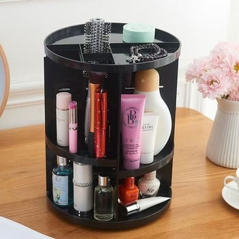 Raft cosmetic rotativ, 3 etaje, organizator de masă din plastic, rotație la 360°