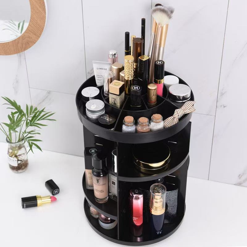 Raft cosmetic rotativ, 3 etaje, organizator de masă din plastic, rotație la 360°
