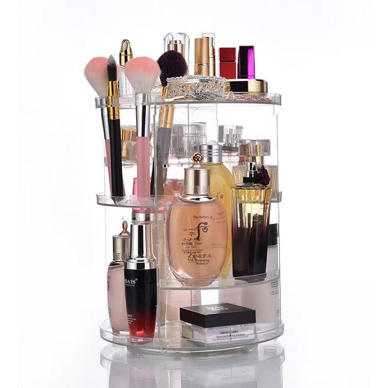 Raft cosmetic rotativ, 3 etaje, organizator de masă din plastic, rotație la 360°