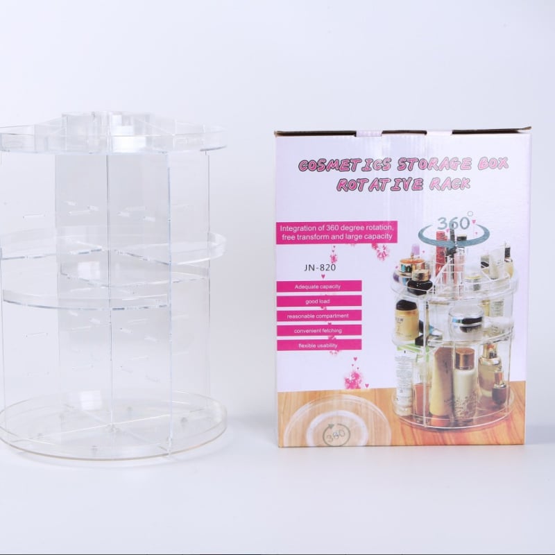 Raft cosmetic rotativ, 3 etaje, organizator de masă din plastic, rotație la 360°