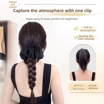 Parochňa s chvostom – ručne tkaná, tepelne odolné syntetické vlákna, spona na zapnutie, mašlička s bodkami, nie je farbiteľná ani žehliť