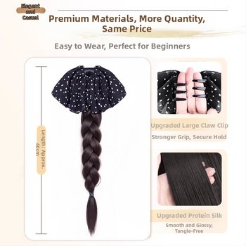 Parochňa s chvostom – ručne tkaná, tepelne odolné syntetické vlákna, spona na zapnutie, mašlička s bodkami, nie je farbiteľná ani žehliť