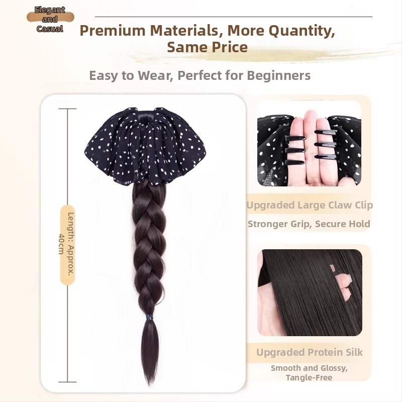 Parochňa s chvostom – ručne tkaná, tepelne odolné syntetické vlákna, spona na zapnutie, mašlička s bodkami, nie je farbiteľná ani žehliť