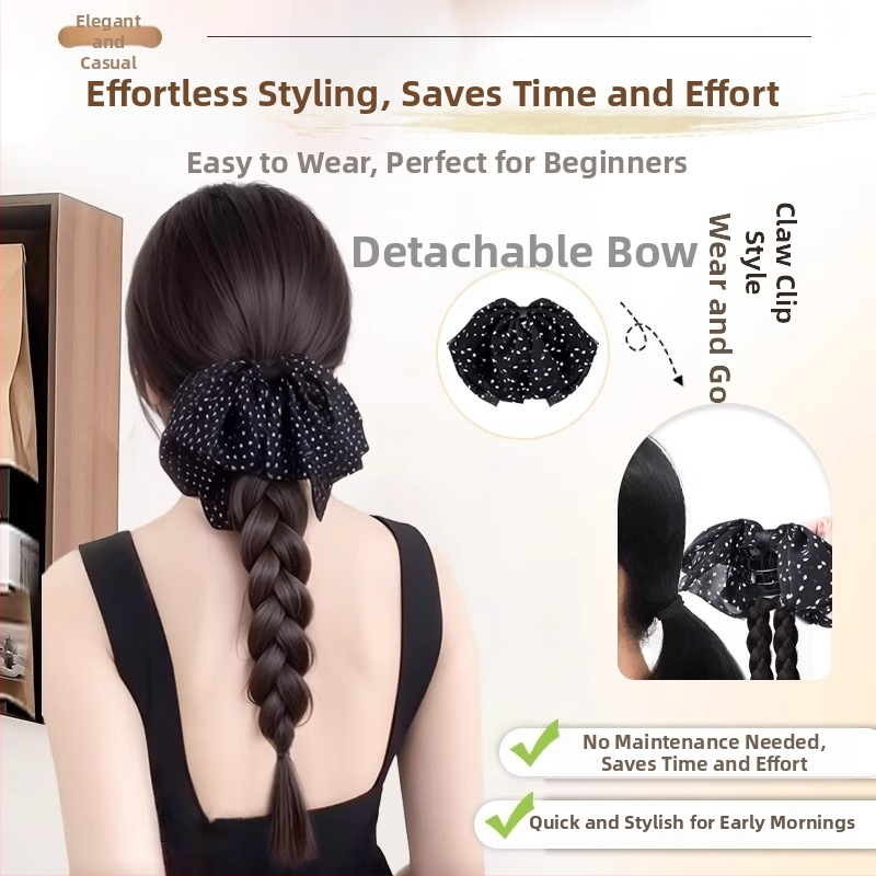 Parochňa s chvostom – ručne tkaná, tepelne odolné syntetické vlákna, spona na zapnutie, mašlička s bodkami, nie je farbiteľná ani žehliť