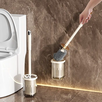 Park soo Стенен комплект за тоалетна четка с дълга дръжка, пластмасов, без пробиване