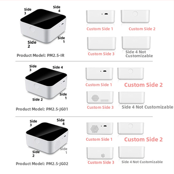 CO ir formaldehido detektoriaus korpusas: PM2.5 jutiklis, temperatūros ir drėgmės jutiklis, oro kokybės stebėjimas, ABS+PC korpusas