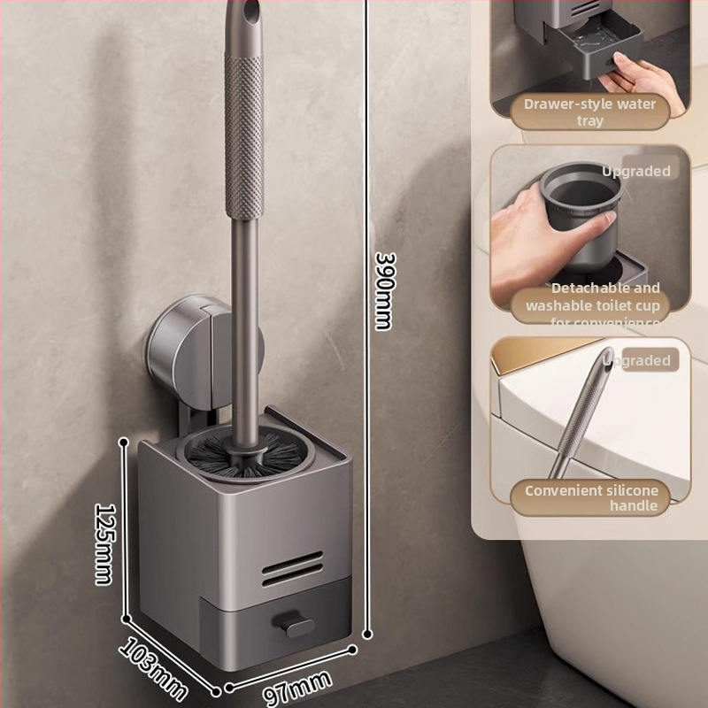 Xinyan Vonia: Sieninis tualeto šepetėles laikiklis su siurbimo kilpa ir vonios sandėliavimo lentyna, apkrova 20 kg, modelis 001-M04-NB, plastiko purškimo paviršiaus apdaila