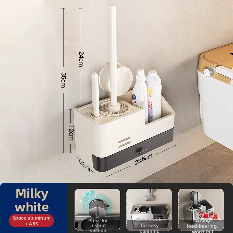 Xinyan Vonia: Sieninis tualeto šepetėles laikiklis su siurbimo kilpa ir vonios sandėliavimo lentyna, apkrova 20 kg, modelis 001-M04-NB, plastiko purškimo paviršiaus apdaila