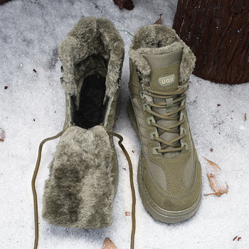 Vīriešu ziemas pārgājienu zābaki ar vidēji augstu augšdaļu, lina augšdaļa, kokvilnas odere, dabīgā kaučuka ārējā zole, Phylon vidējā starpzole, šuvēta zole