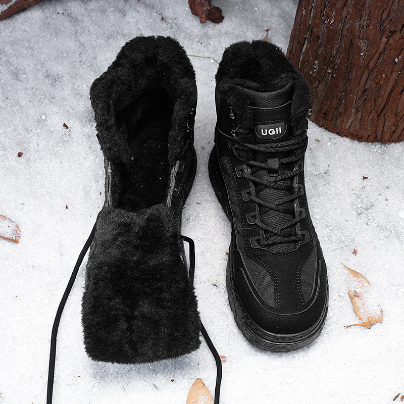 Vīriešu ziemas pārgājienu zābaki ar vidēji augstu augšdaļu, lina augšdaļa, kokvilnas odere, dabīgā kaučuka ārējā zole, Phylon vidējā starpzole, šuvēta zole