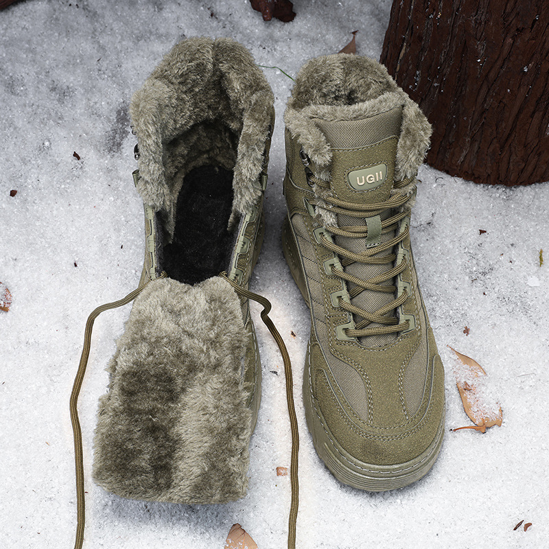 Vīriešu ziemas pārgājienu zābaki ar vidēji augstu augšdaļu, lina augšdaļa, kokvilnas odere, dabīgā kaučuka ārējā zole, Phylon vidējā starpzole, šuvēta zole