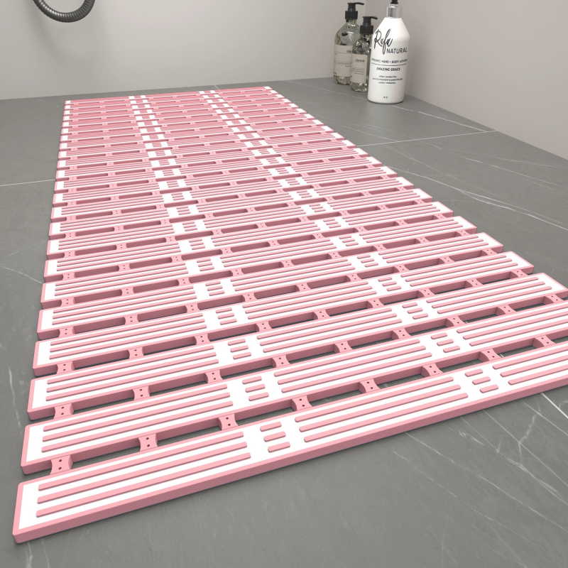 Αντιολισθητικό χαλάκι μπάνιου - τετράγωνο, από TPE, ριγέ σχέδιο, για μπάνιο και μπαλκόνι, μοντέρνο απλό στυλ