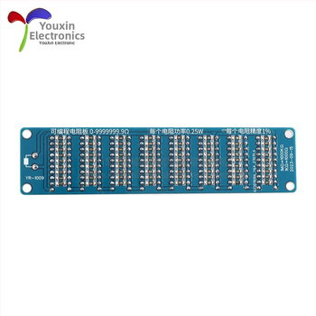 Programuojamas rezistorių plokštelės modulis, diapazonas 0,1 Ω–9 999 999 Ω, aštuonių segmentų tipas, tikslumas 1%