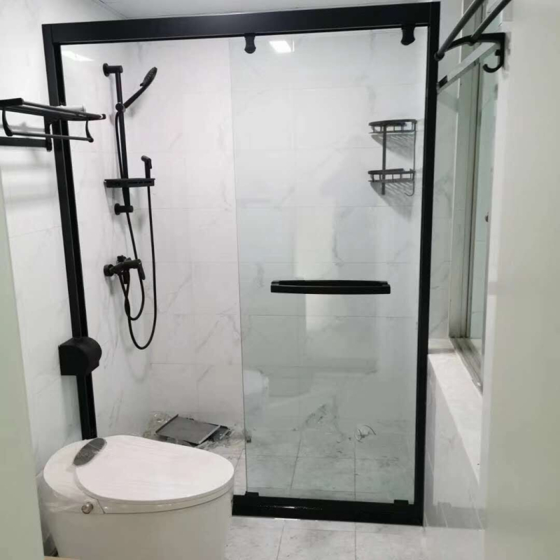 Έξυπνο ντους από tempered glass, ορθογώνιο σχήμα, διαχωριστικό με συρόμενη πόρτα