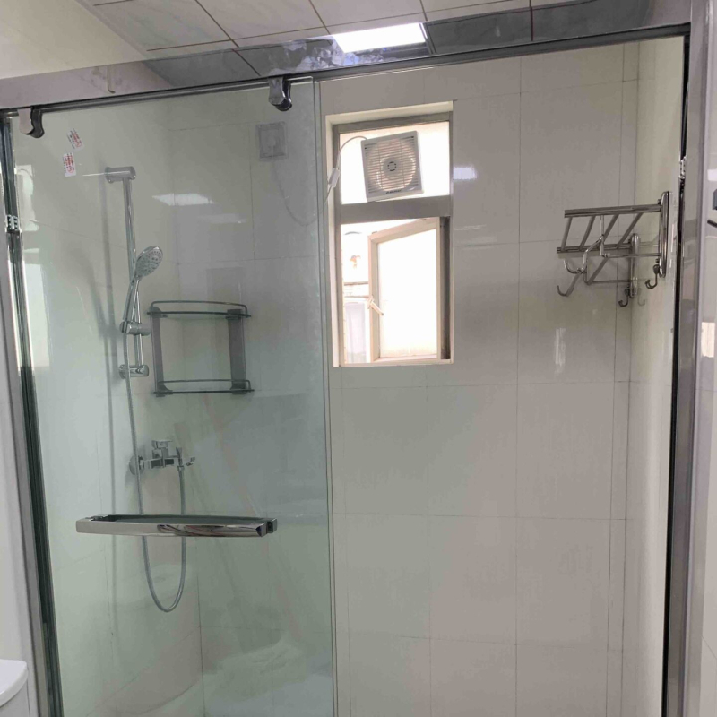 Έξυπνο ντους από tempered glass, ορθογώνιο σχήμα, διαχωριστικό με συρόμενη πόρτα