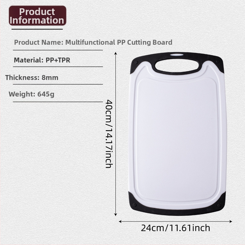 PP plastiko pjovimo lentelių rinkinys, trijų vienetų, skirtas daržovėms, vaisiams ir mėsai, FDA