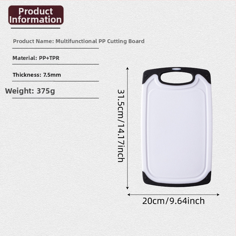 PP plastiko pjovimo lentelių rinkinys, trijų vienetų, skirtas daržovėms, vaisiams ir mėsai, FDA