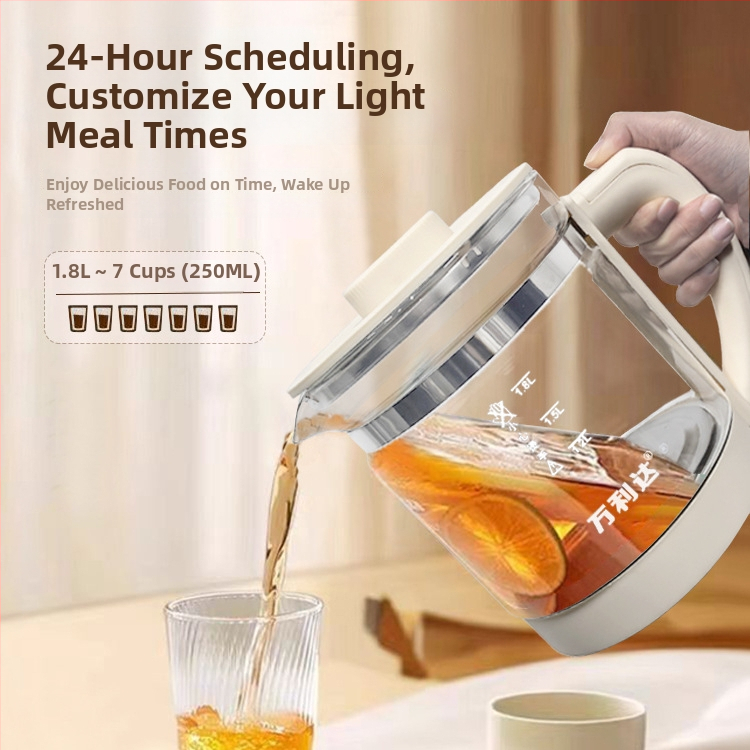 Malida Viacúčelový sklenený vývarový hrniec, Dx-818, 1.5–2 L, 220 V, 500–1000 W, elektronický termostat, riadenie mikroprocesorom