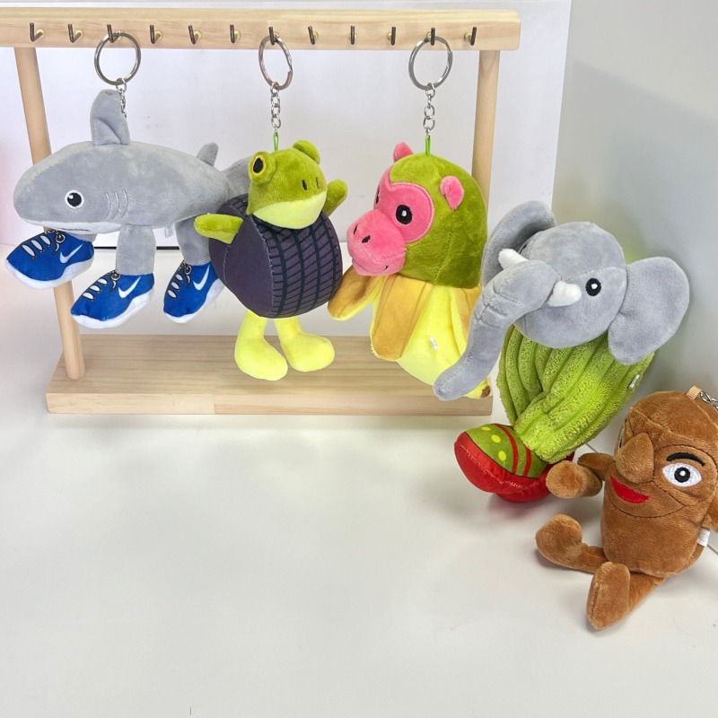 Ryklių motyvo pliušinis raktų pakabukas, animacinio stiliaus, pliušinis audinys, kabantis dekoras, dovanai puikus