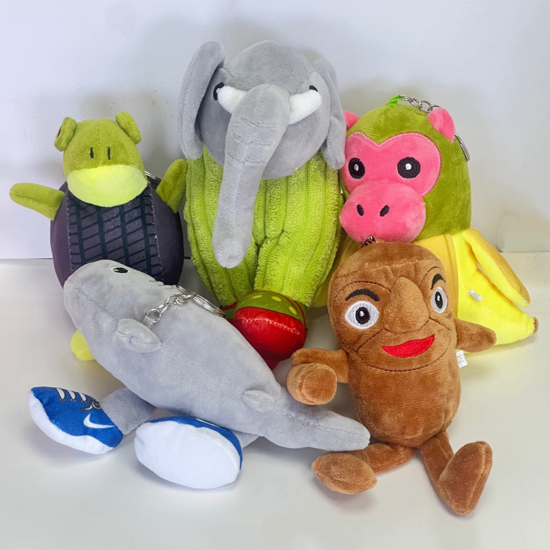 Ryklių motyvo pliušinis raktų pakabukas, animacinio stiliaus, pliušinis audinys, kabantis dekoras, dovanai puikus