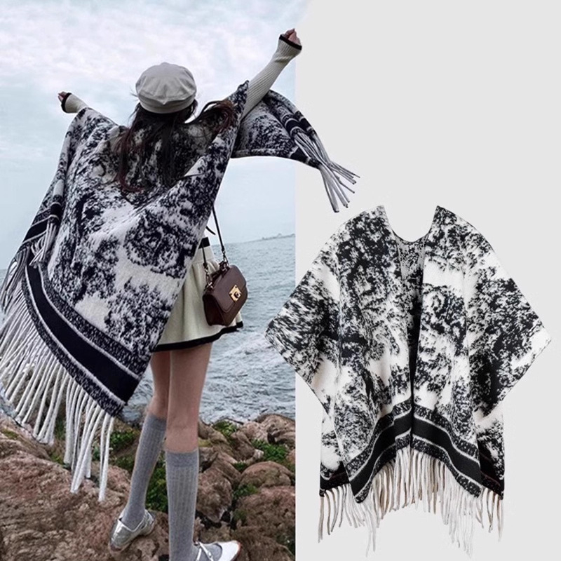 Sieviešu ceļojumu šalle, rūtīgs raksts, poliesters, džakarda audums, silta rudens–ziemas sezonai